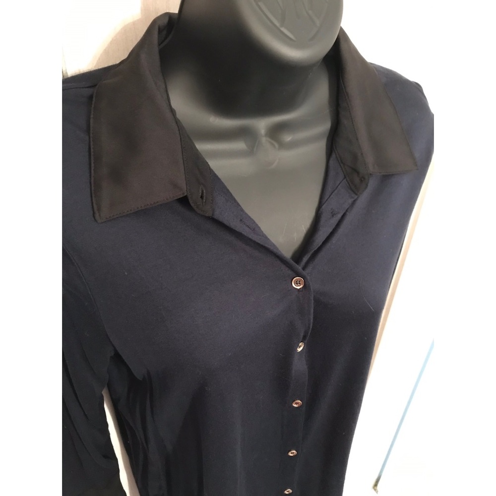 Navy Button Down Blouse - image 2